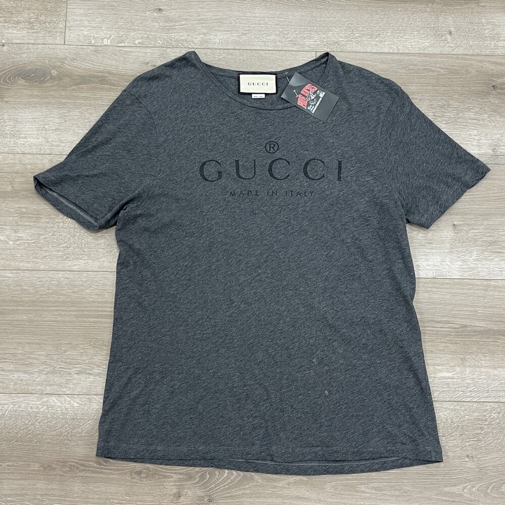 Gucci Logo Cotton Lightweight Tee T-Shirt 'Grey' size XL SF
